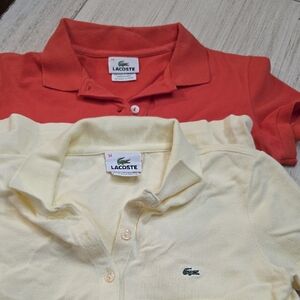 Lacoste Womens Polo Shirts - Orange and Yellow Size 34